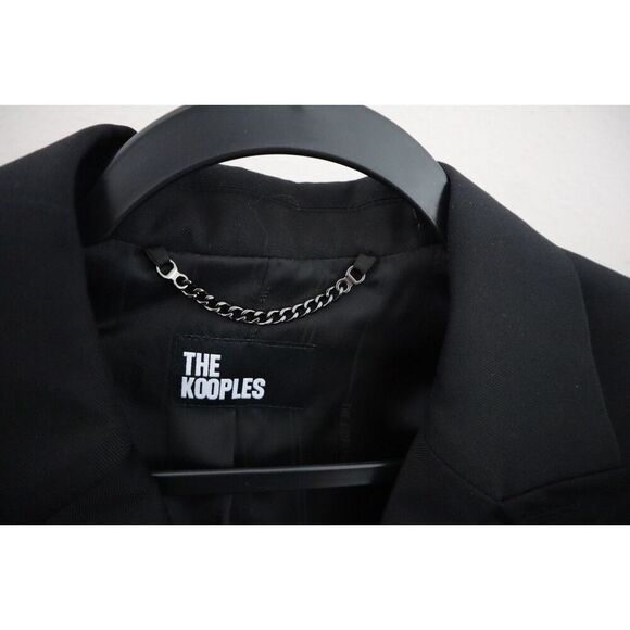 The Kooples Women's Sz 38 Black Short Wool-Blend Pleated Blazer Jacket - Picture 3 of 8